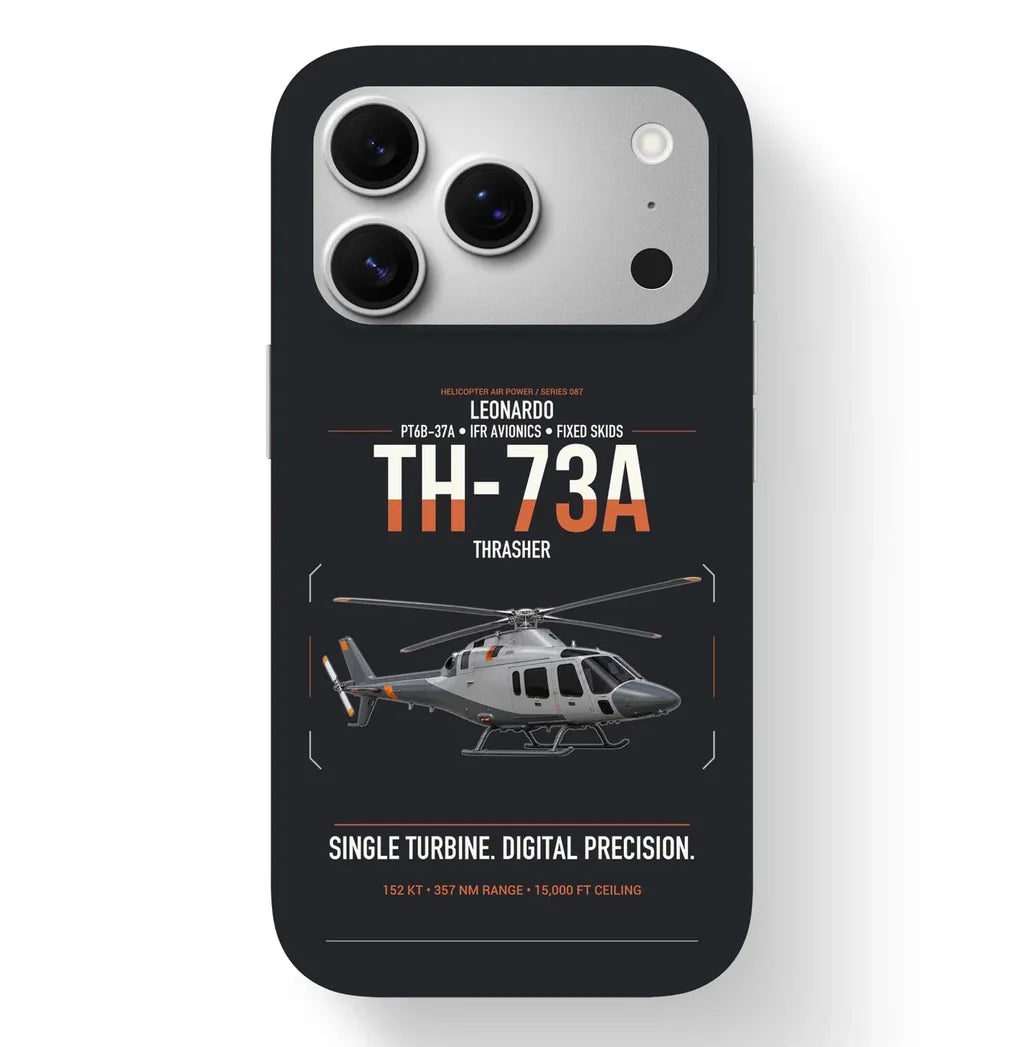 Leonardo TH-73A Thrasher design on black magsafe iphone case, for iPhone 17 Pro