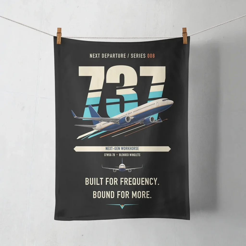 Boeing 737-800 NG design on black towel