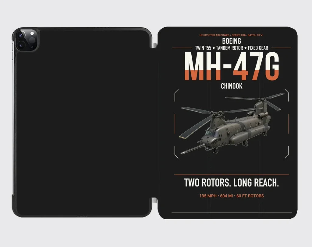 Boeing MH-47G Chinook design on black ipad tablet case