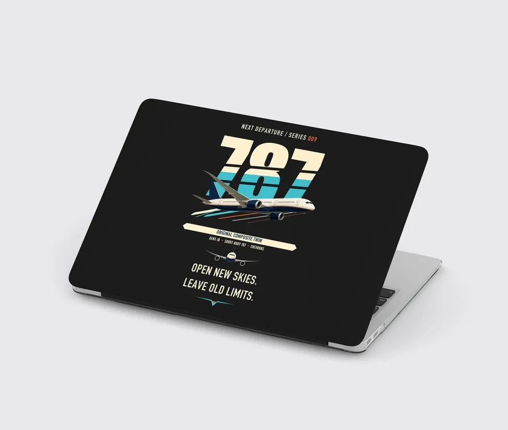 Boeing 787-8 Dreamliner design on black MacBook case