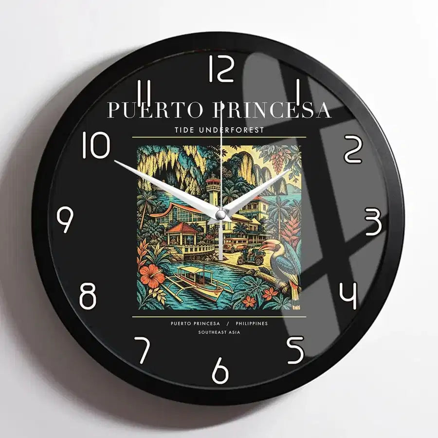 PUERTO PRINCESA - Poster - Wall Clock Framed - Black