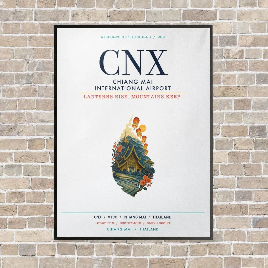 Chiang Mai International Airport CNX vertical canvas print - framed - white background
