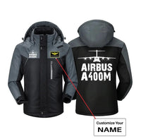 Thumbnail for Airbus A400M & Plane aviation design printed on heavyweight insulated shell thick winter jacket.