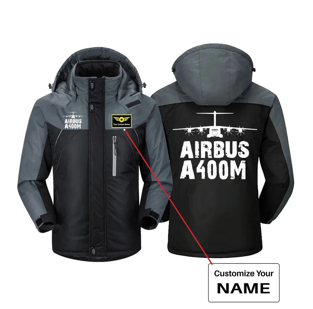 Airbus A400M & Plane aviation design printed on heavyweight insulated shell thick winter jacket.