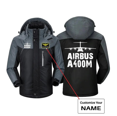 Airbus A400M & Plane aviation design printed on heavyweight insulated shell thick winter jacket.