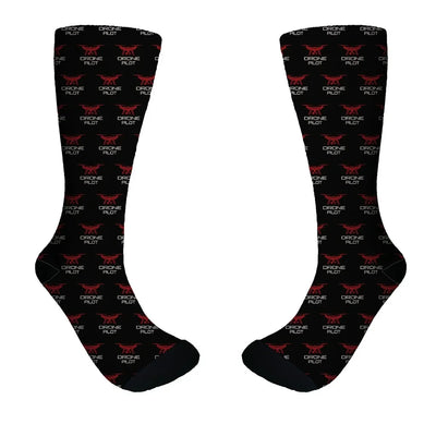 Drone aviation design on soft cotton blend socks.