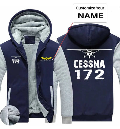 Cessna 172 & Plane aviation design printed on soft cotton blend zipped sweatshirt.