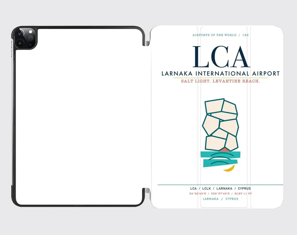 Larnaka International Airport (LCA) design on white ipad tablet case