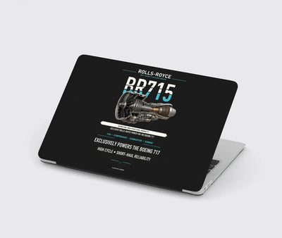 BR715 design on black MacBook case