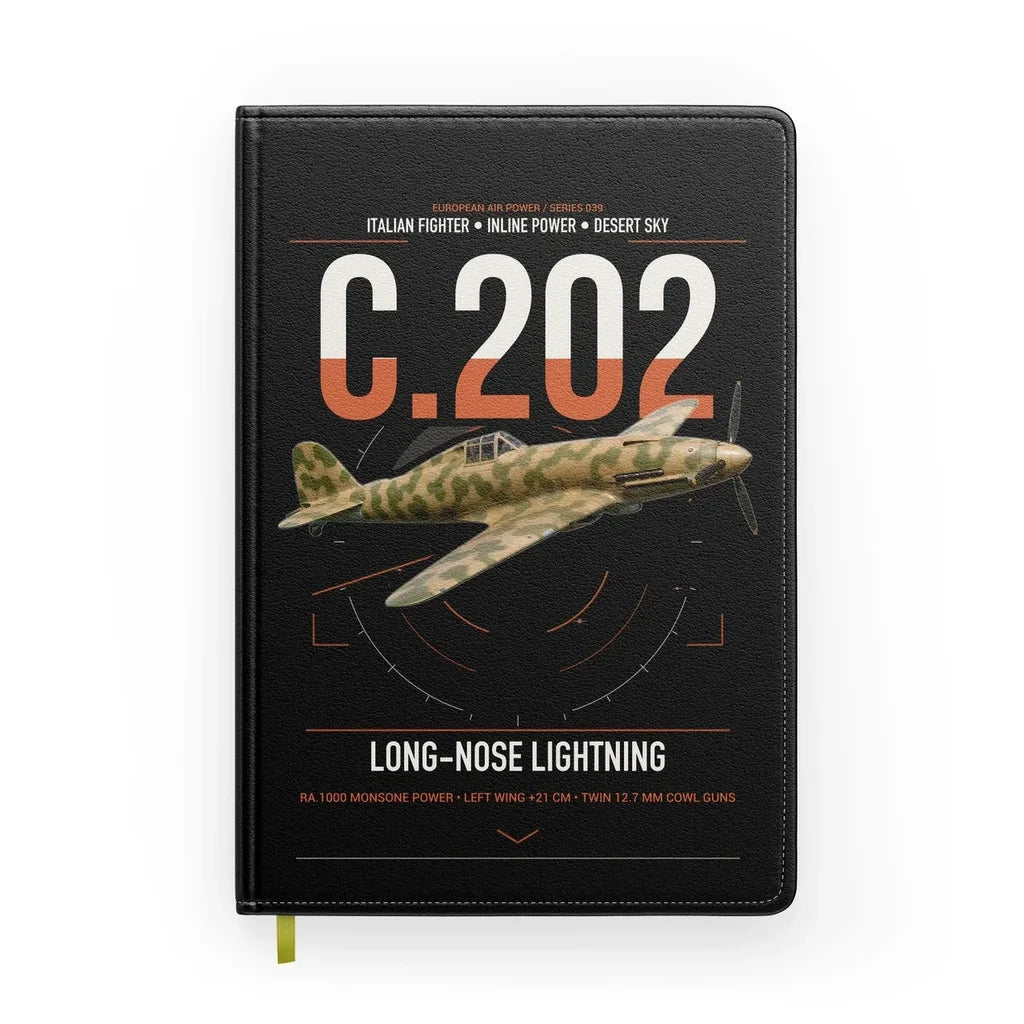 Macchi C.202 Folgore design on black notebook