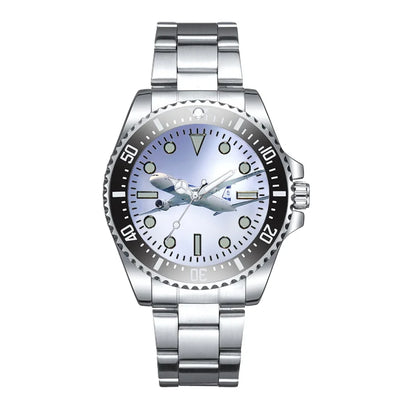 Close up to Israel Airways (El-al) Boeing 787 Luxury Aviators aviation-themed aviator watch, polished premium stainless steel.