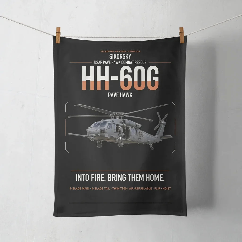 Sikorsky HH-60G Pave Hawk design on black towel