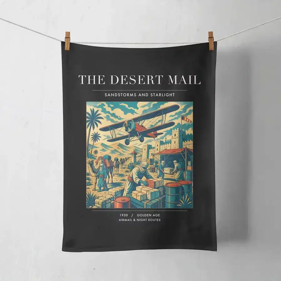 VINTAGE G4020 - The Desert Mail - Designed Towels design on black