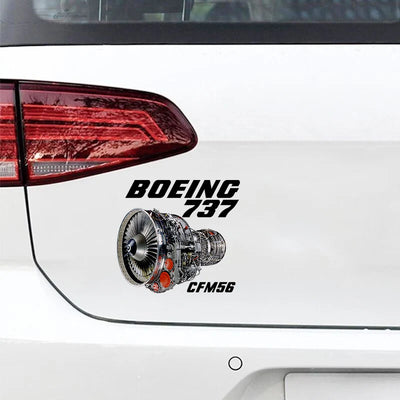 Boeing 737 Engine & CFM56 Car aviation design car sticker in weather-resistant vinyl.