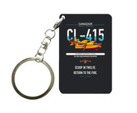 Thumbnail for Canadair CL-415 design on black designed key chain, double-side print