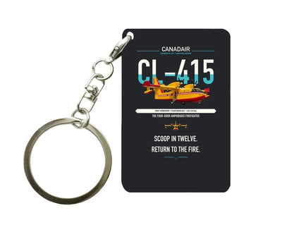 Canadair CL-415 design on black designed key chain, double-side print
