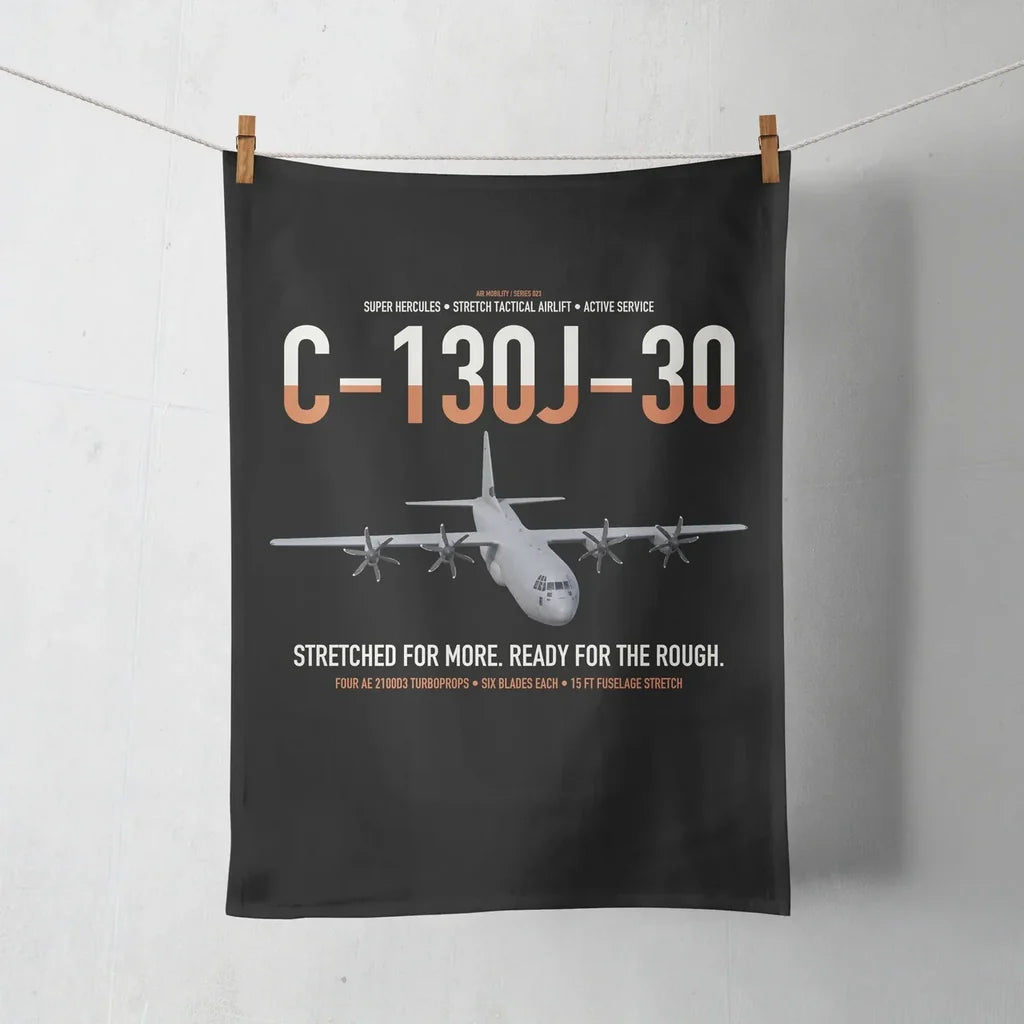 C-130J-30 Super Hercules design on black towel