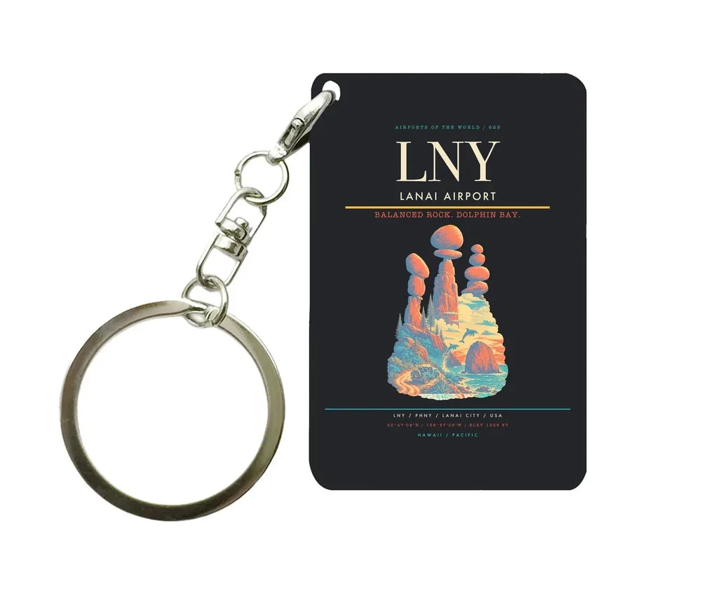 Lanai Airport (LNY) design on black key chain