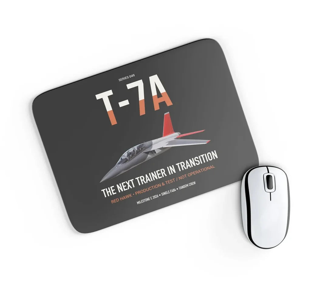 T-7A Red Hawk design on black rectangle mouse pad