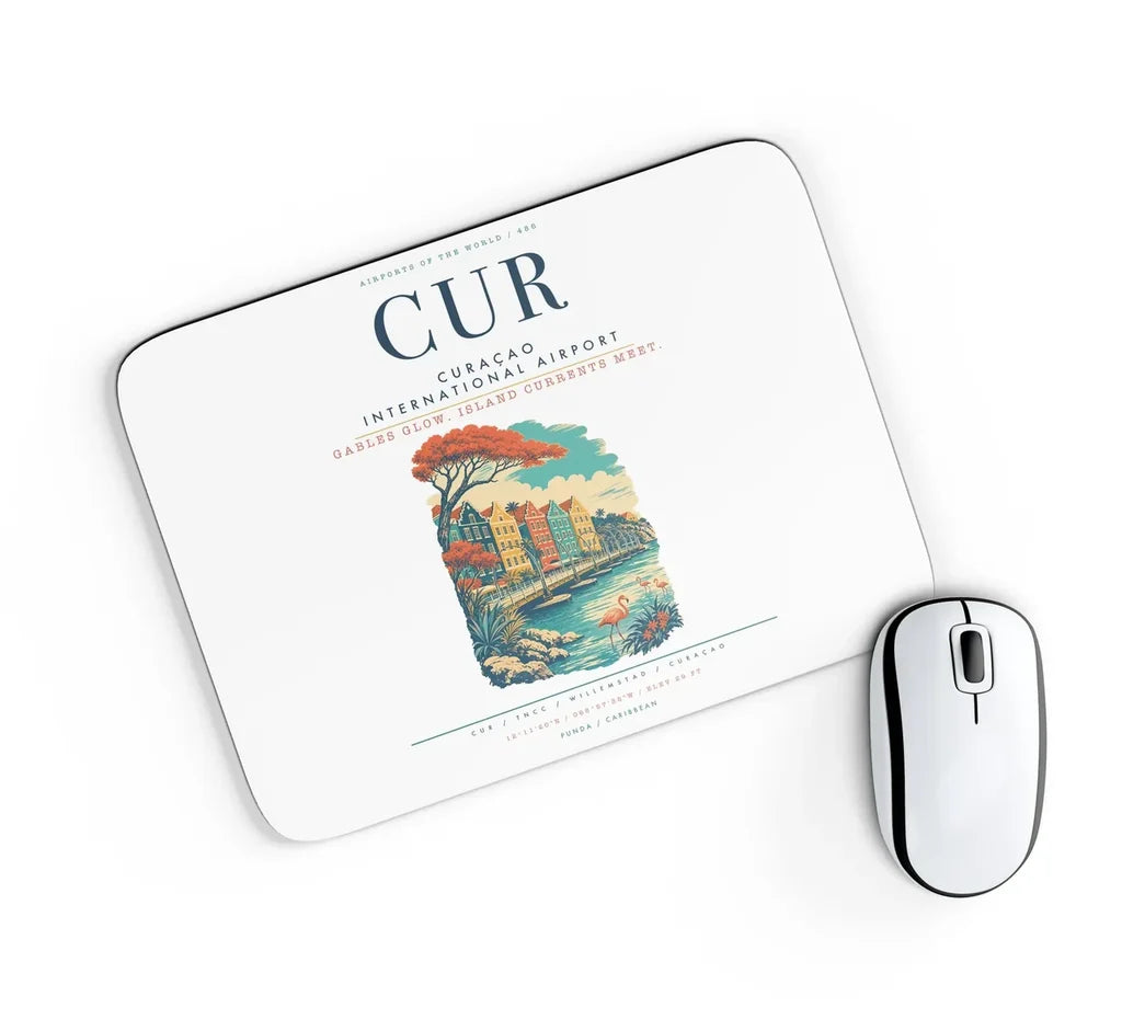 Curaçao International Airport (CUR) design on white rectangle mouse pad