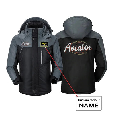 Aviator - Dont Make Me Walk aviation design printed on heavyweight insulated shell thick winter jacket.
