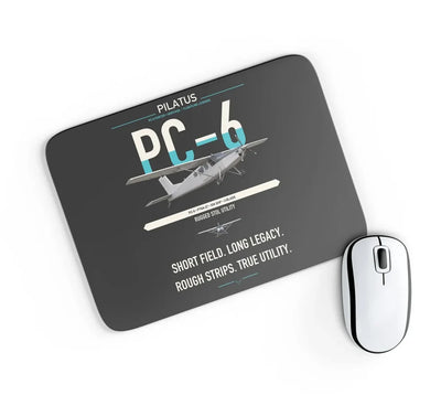 Pilatus PC-6 Porter design on black rectangle mouse pad