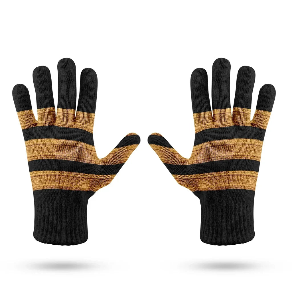 Golden Pilot Epaulettes 3 Lines aviation design on soft knit fabric gloves.