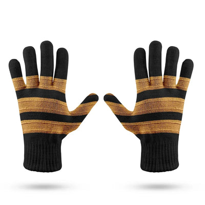 Golden Pilot Epaulettes 3 Lines aviation design on soft knit fabric gloves.