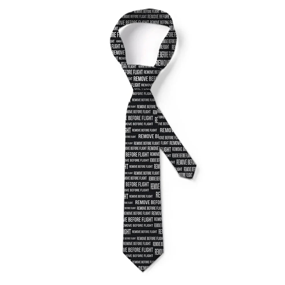 Remove Before Flight 3-Black aviation design on premium silk blend tie.