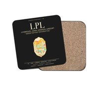 Thumbnail for Liverpool John Lennon Airport (LPL) design on black 1 piece coaster