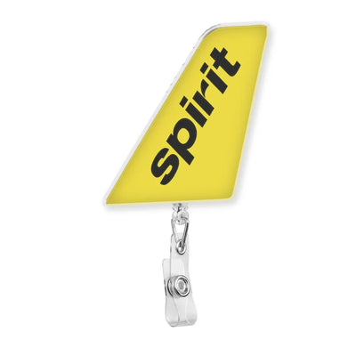 Spirit Airlines aviation design on durable plastic with metal clip tail-shape retractable ID card badge.