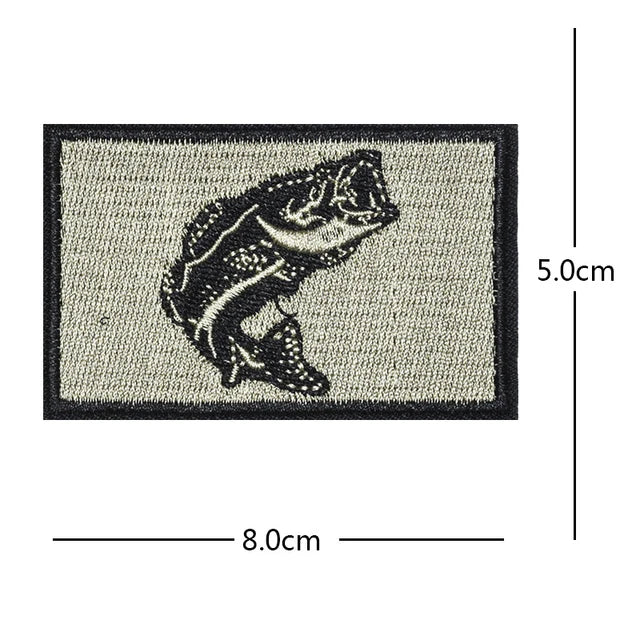 Rectangular Fish (2) Embroidery aviation design patch in embroidered fabric.