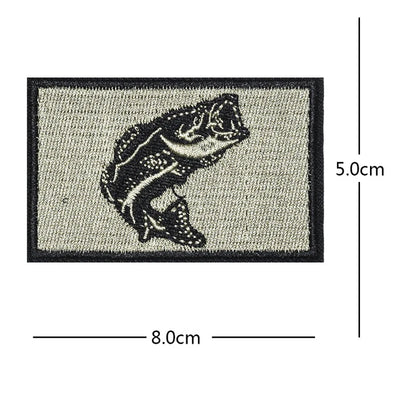 Rectangular Fish (2) Embroidery aviation design patch in embroidered fabric.