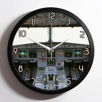 Thumbnail for Airbus A320 Cockpit (Wide) aviation design on premium wood and metal wall clock.