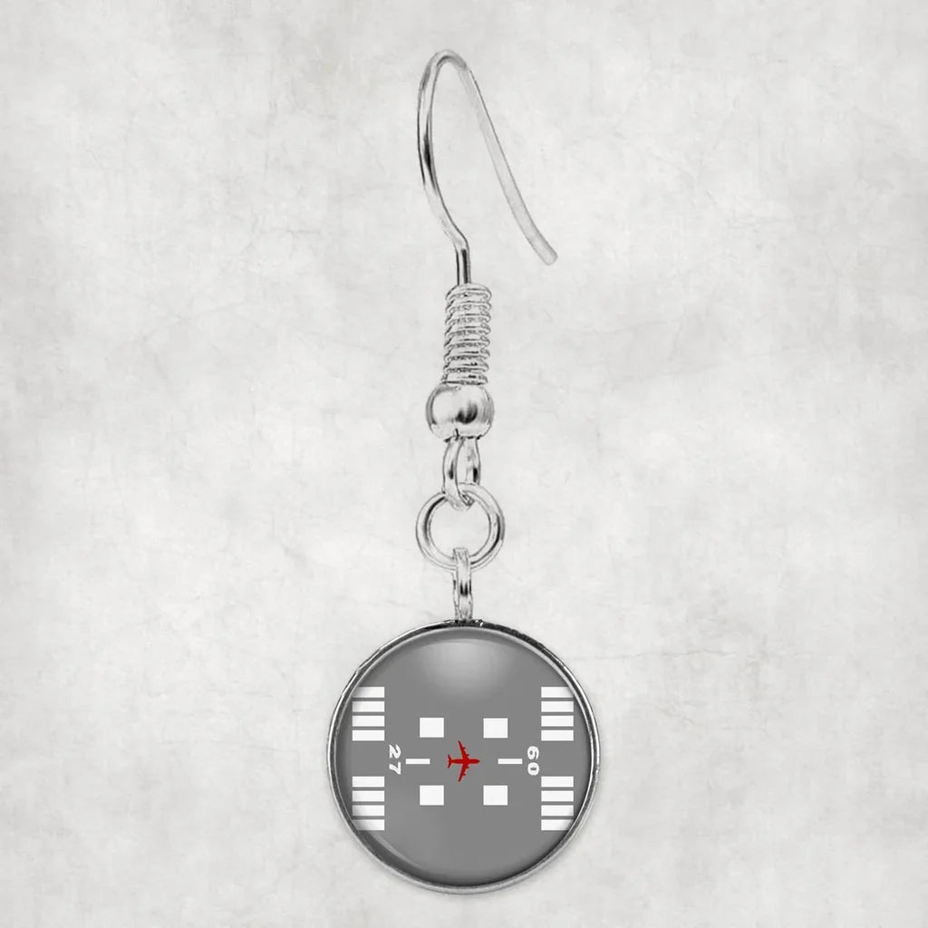 Special Runway-Gray aviation earrings, hypoallergenic alloy body with engraved detail.