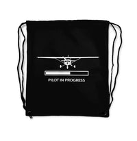 Thumbnail for Pilot In Progress (Cessna) aviation drawstring bag in lightweight polyester.