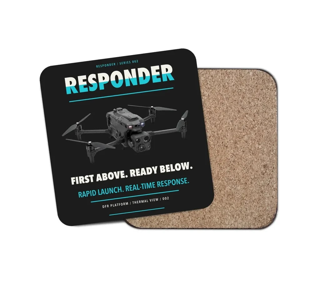 BRINC Responder design on black 1 piece coaster