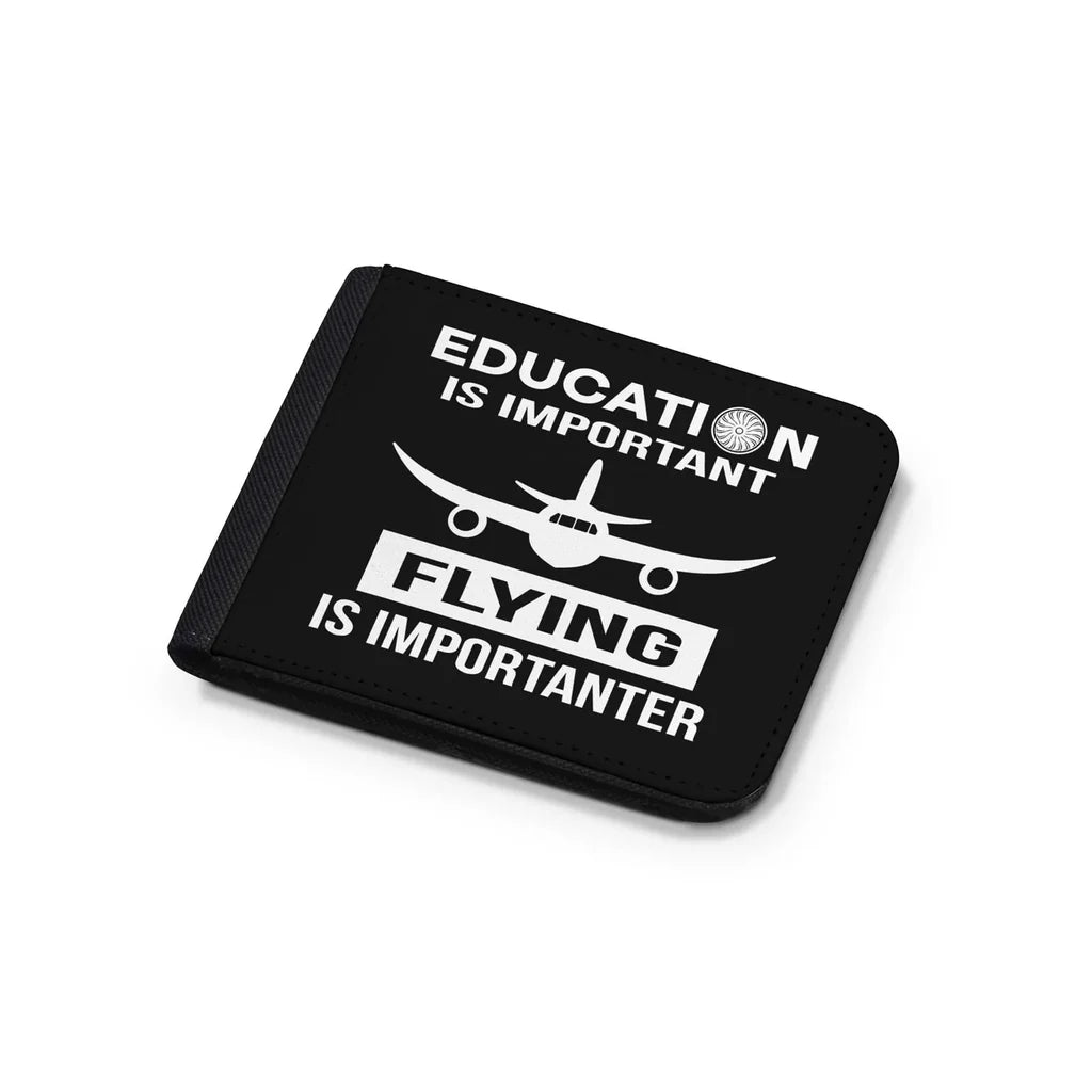 Flying is Importanter aviation design wallet, leather construction.