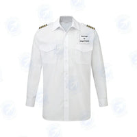 Thumbnail for Custom Design Image Logo aviation design printed on crisp poplin cotton long-sleeve pilot shirt.