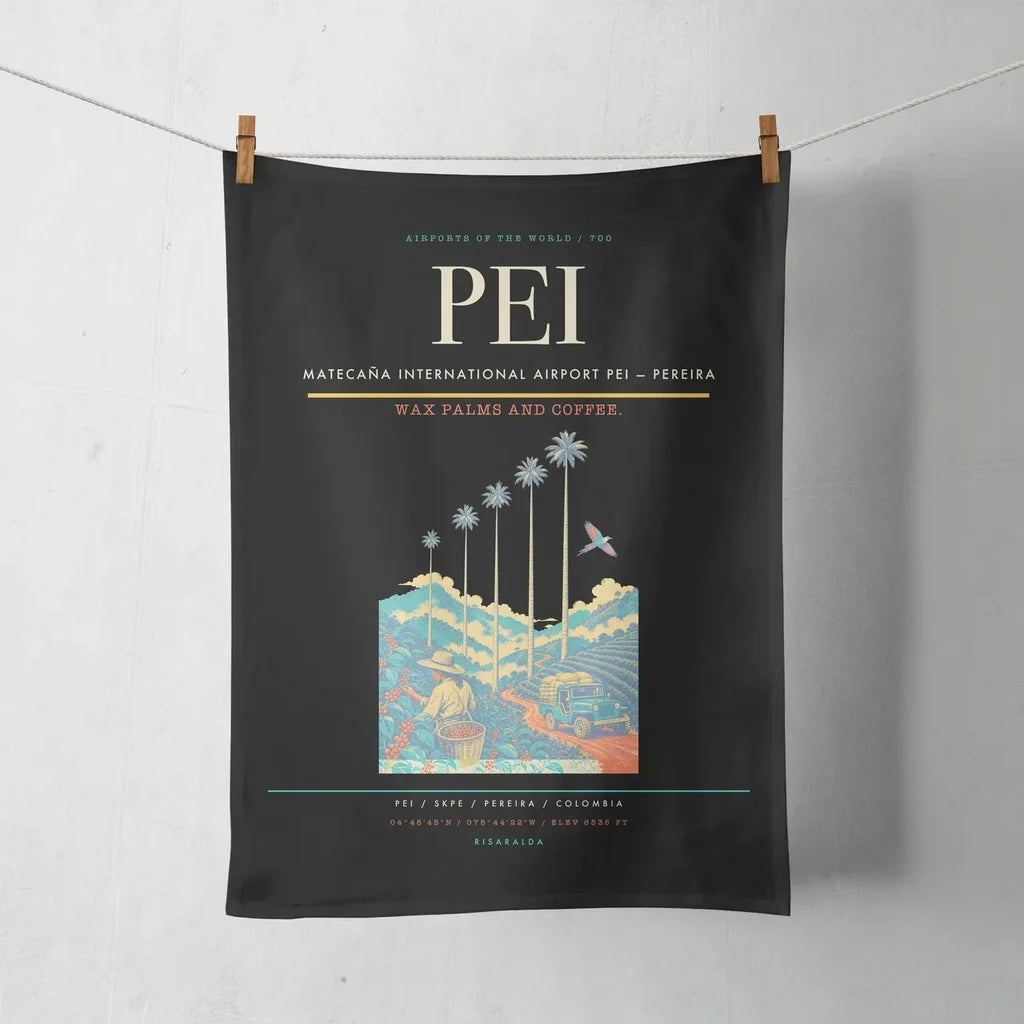 Matecaña International Airport (PEI) design on black towel