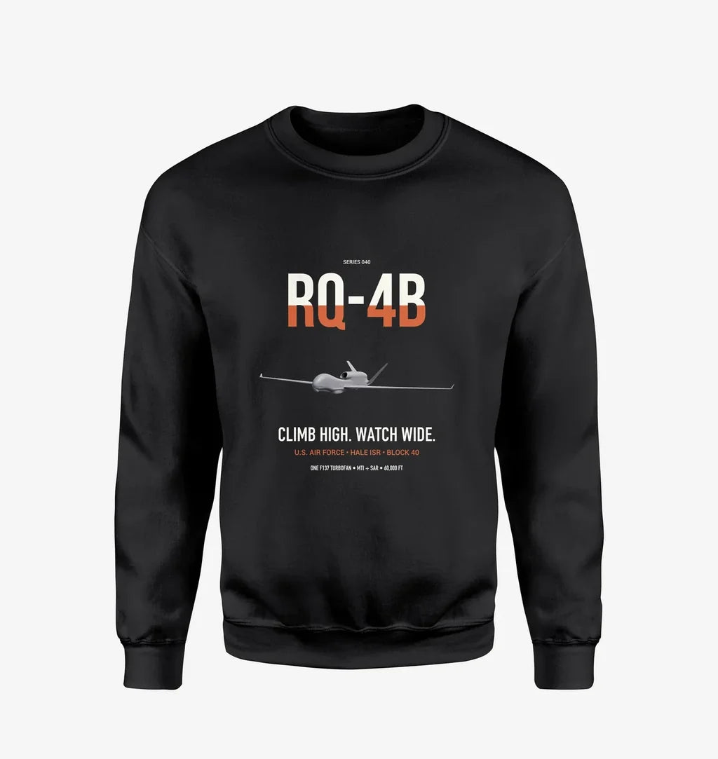 RQ-4B Global Hawk design on black sweatshirt