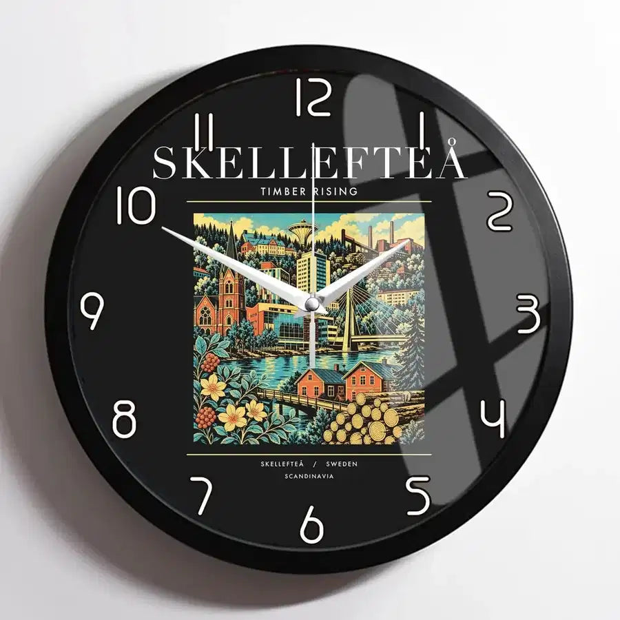 SKELLEFTEÅ - Poster - Wall Clock Framed - Black
