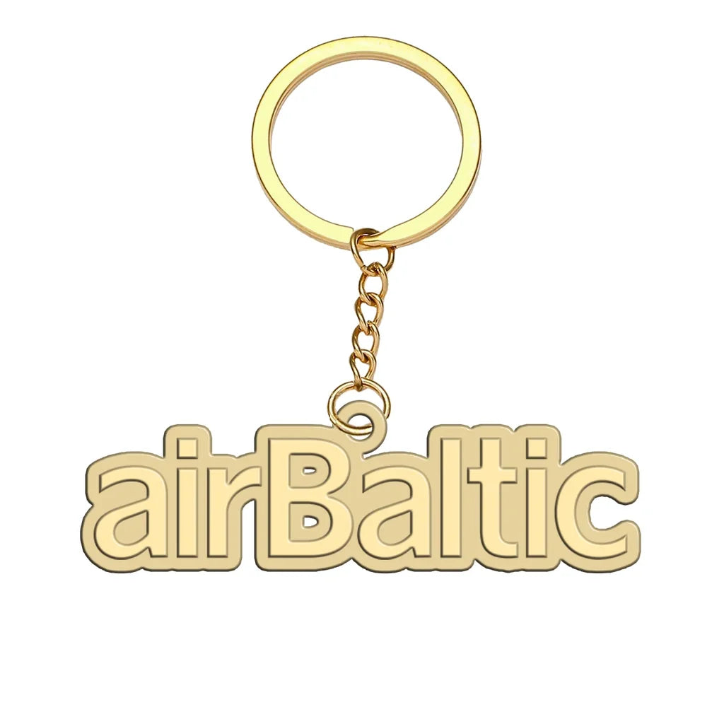 Airbaltic Airlines aviation hollow key chain in polished alloy.