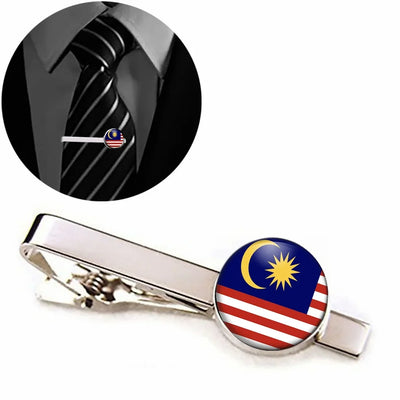Malaysia Flag aviation tie clip, stainless steel body with engraved detail.