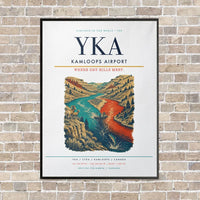 Thumbnail for Kamloops Airport YKA vertical canvas print - framed - white background