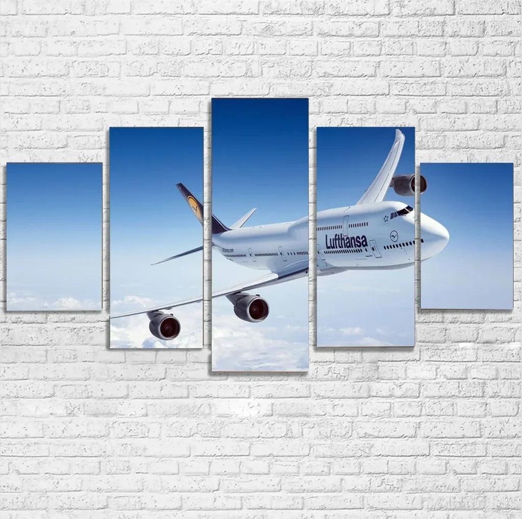 Cruising Lufthansa's Boeing 747 canvas - Multiple (5 Panels)