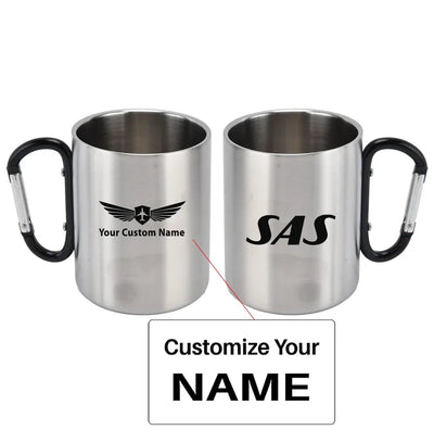 SAS Airlines aviation design on outdoor mug, durable insulated construction.