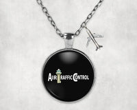 Thumbnail for Air Traffic Control aviation necklace, stainless steel body with engraved detail.