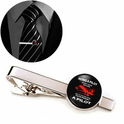 If You're Cool You're Probably a aviation tie clip, stainless steel body with engraved detail.