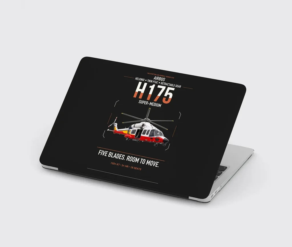 Airbus H175 design on black MacBook case